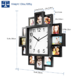 Decor Picture Frame Collage Clock - 12 Photo Display Slots - Wall Mounted Chic Farmhouse Wall Decor - Wall Clock for Living Room, Bedroom, Kitchen, Office - Image 10
