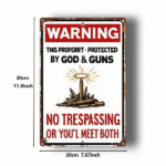 CIFbuy 1pc Rustic Guns Protect Property No Trespassing Sign, 8x12 Inch Decorative Wall Plaque For Living Room & Game Room Home Decor TikTok, TikTok, Self-pickup Logiopics - Image 2