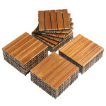 27pcs Wood Interlocking Deck Tiles 11.8"x11.8", Waterproof Flooring Tiles for Indoor and Outdoor, Patio Wood Flooring for Patio Porch Poolside Balcony Backyard, Stripe Pattern - Image 2