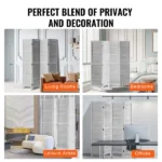 4-Panel Wooden Room Divider, Folding Screen Panels, 66.9*63.8 Inches Partition, Portable Decorative Screen for Room Separation in Home, Office, Restaurant, and Bedroom (Shipment from Walmart) - Image 4