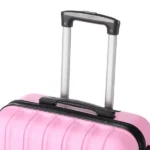 Vertical Striped 3-in-1 Luggage Set with Handle ABS Trolley Case with Swivel Wheels Aluminum Alloy Trolley Suitcase 20in 24in 28in Pink - Image 7