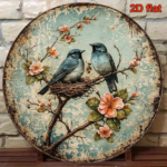 CIFbuy 1pc Vintage Bird Nesting Wall Decor 8x8in, "" Decor 8x8in, Round Sign Spring Birds Nest Plaque Frameless Hanging TikTok, TikTok, Self-pickup Logigiics - Image 4