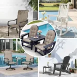Outdoor Adirondack Chair Cushions – 44x19x4 inch Waterproof Rocking Chair Cushion with 17x19 Ottoman Cushion, Fade & Stain Resistant, Non-Slip Ties for Patio, Garden, Backyard - Image 4