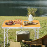 3ft Aluminum Alloy Folding Table wood grain color - Image 6