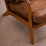 Same Code 28822889 High Back Solid Wood Armrest Backrest Iron Frame Bronzing Cloth Indoor Leisure Chair Orange - Image 30