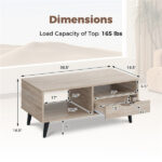 36.5" Rustic Coffee Table with Drawer & Open Shelves, Engineered Wood Center Table for Living Room Natural - Image 4