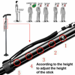 5-Levels Adjustable Height Walking Stick Portable Foldable Cane Travel Camping Hiking Walking Cane w/LED Light (US Logistics For USPS/DHL/Fedex/UPS. No designated logistics accepted TK/TMEU only For self-pickup - Image 9