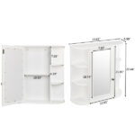 3-tier Single Door Mirror Indoor Bathroom Wall Mounted Cabinet Shelf White - Image 7
