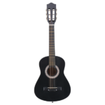 Matte Black 30-inch Round Acoustic Guitar with Picks, Strings, Capo, Case, Tuner, and Strap