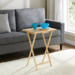 Modern Indoor Folding Tray Table Set of 2, Natural Finish, Solid Rubberwood, 19 x 14.5 x 26 Inches(Shipment from Walmart) - Image 5