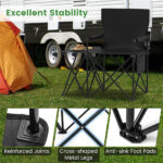 Oversized Foldable Camping Chair with Side Table & Cup Holder, 330 LBS Capacity for Outdoor Use-Black - Image 8