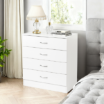 MDF Wood Simple 4-Drawer Dresser White - Image 22