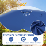 10 Ft Solar Powered Patio Umbrella with 24 LED Lights, Beige Outdoor Market Umbrella - Image 5