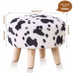 Round Mushroom Footstool Ottoman – Rabbit Wool Upholstered Small Stool with Solid Wood Legs, Cute Shoe Changing Stool, Step Stool, Sofa Footrest for Living Room & Bedroom Cow Temu - Image 3
