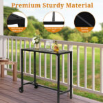 Replace 92798956 40" Outdoor Bar Table with Wheels, Rectangle Narrow Counter Height Table, Ideal Bar Height Table for Balcony Patio Garden Yard Poolside, Black - Image 5