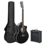 Replace 37788227 KMA102 41In Basswood Panel Matte Edging Folk Guitar with 15W Amplifier Bag Tuner and other Accessories Black