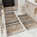 Three-piece kitchen rug set, non-slip and washable, abstract pattern kitchen hallway rug, soft and comfortable, suitable for sinks, floors, entrances, hallways and bathrooms.