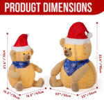 Set of 2 Lighted Plush Bear Christmas Decorations, Pre-lit Pull Up Holiday Decor with 60 Warm White LED Lights for Xmas Outdoor Indoor Decor Lighted Holiday Displays - Image 6