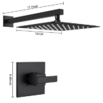 ‌12" Matte Black Rainfall Shower Faucet (Valve/Cartridge/Tub Spout Not Included) - Image 2