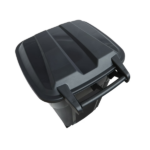 (2 pack)32 Gallon Wheeled Heavy Duty Plastic Garbage Can, Attached Lid, Black - Image 3