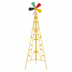 6.2ft Yellow 5-Blade Iron Windmill with Tripod Stand - Image 2
