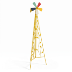 6.2ft Yellow 5-Blade Iron Windmill with Tripod Stand - Image 3