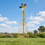 6.2ft Yellow 5-Blade Iron Windmill with Tripod Stand - Image 7