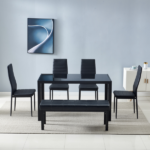 4pcs Elegant Assembled Stripping Texture High Backrest Dining Chairs Black Replace encoding 13028198-18410366 - Image 113