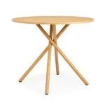 37.4 Inch Round Dining Table for 4-6 People, Cross X Metal Leg Kitchen Dinner Table with Adjustable Foot Pads, Easy Assembly Small Space Dining Room Table, Natural Wood Tone - Image 2