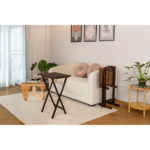 3-Piece Rubberwood Folding TV Tray Table Set of 2 with Storage Rack, Walnut - Image 5