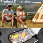 Portable Outdoor 2-Seat Folding Chair with Removable Sun Umbrella Black - Image 4