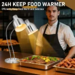 US Standard HT-222 110V 500W Commercial Food Heating Lamp, Silver Stainless Steel Vertical Electric Double-Head Food Warming Lamp - Image 7