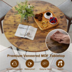 Brown 47" Round Dining Table , Family-Sized for 4-6 People, Hourglass Metal Base & Curved Tabletop - Image 11