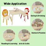 Kids Table and 2 Chairs Set, 3 Pieces Toddler Table and Chair Set, Wooden Activity Play Table Set (Lion&Monkey)-Does not support self pick up - Image 5