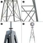 8FT Weather Resistant Yard Garden Windmill Gray & Red - Image 3