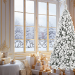 Artificial 7.5ft Flock LED-lit Christmas Tree with 1252PVC/Hard Needle Mixed Branch Tips,Hinged Premium & Foldable Base for Indoor Holiday Decorating - Image 4