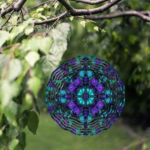 CIFbuy Vibrant 10 Inch Blue Purple Teal Metal Mandala Wind Spinner Outdoor Garden Wall Art Zen Wind Chime(TikTok, temu pick-up service) - Image 3