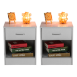 1-Drawer Bedside Table with Open Storage Space 2pcs Particleboard with Textured Melamine Surface Storage Cabinet 15.75*11.81*19.69in White - Image 9