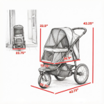 Blue 3-Wheel Pet Stroller – for Small & Medium Dogs, Adjustable Canopy, Safety Tether, Storage Basket - Image 2