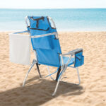 Same Code 12975209 63*70*99cm Heightened Oxford Cloth Silver White Aluminum Tube Bearing 100kg Beach Chair Blue - Image 5