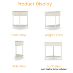 Artisan-Crafted Wave-Pattern Demi-Lune Console Table with Creamy White Finish,Unique Half Moon Design End Table with 2 Storage Drawers and Bottom Shelf for Living room, Bedroom, Study, Hallway - Image 7