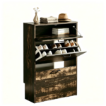 2-Door 1-Drawer MDF Shoe Cabinet 25*9.45*37in Black Oak - Image 3