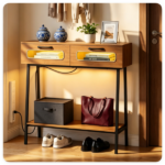 LED Console Table with Remote, 36” Narrow Entryway Table with 2 Fluted Drawers & Open Shelf, 16 RGB Colors Hallway Sofa Table for Living Room - Image 9