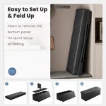 43 Inches Folding Ottoman with Storage Bench, Foot Rest Stool, End of Bed Storage Bench Upholstered, Load 660 lbs, for Living Room, Synthetic Leather, Black (Shipment from Walmart) - Image 4