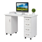 Manicure Nail Table with Drawer White - Image 5