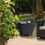 Outdoor PE Wicker Side Table with Storage, Small Patio Storage Bin Container for Hose Cushion Towel, Black - Image 17