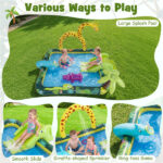82" Inflatable Jungle Spray Pool with Giraffe Sprinkler & Slide, Kids Water Play Center for Backyard - Image 9
