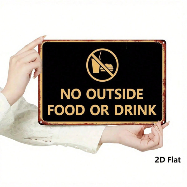 CIFbuy No Outside Food Or Drink Metal Sign, 1Pc Vintage 2D Flat Waterproof Rustproof Metal Wall Art Decor For Man Cave Bedroom Bathroom TikTok, TikTok, room Self-pickup Logiopics
