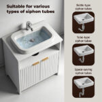 White particleboard with melamine veneer, grille thermoformed, two-door, one-shelf bathroom vanity unit, 60*30*60cm - Image 6