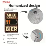CIFbuy Vintage AKKU SCHWACH Low Battery Need More Beer Metal Tin Sign Multi-Use Yard Sign For Bar Office Home Cafe Restaurant (TikTok, temu pick-up service) - Image 3